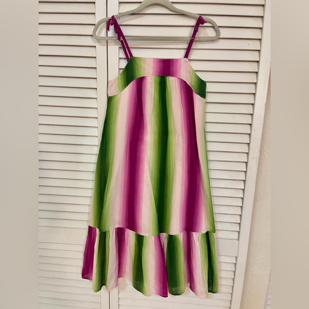 Janie&Jack Girls Striped Pink and Green  Midi Dress